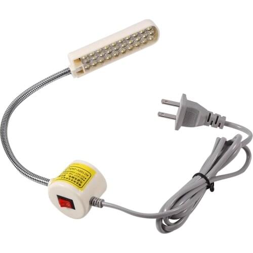 1pc AC 110V-250V 30 LED Light Lamp Magnetic Base Switch for Sewing Machine Working Light Metal Polycarbonate US Plug Household