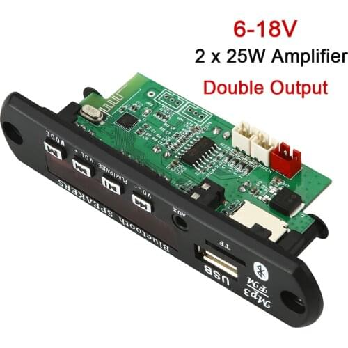 2*25W Amplifier Bluetooth 5.0 MP3 Decoder Decoding Board Module Car USB MP3 Player Board WMA WAV TF Card Slot USB FM Remote