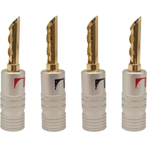 2Pair 4mm Banana Plug Connectors Adapter Male Plug Audio Speaker Gold-Plated