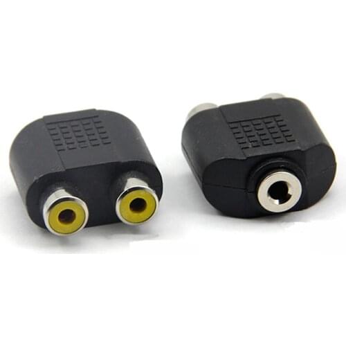 3.5 mm Female to 2 RCA Jack Female Audio Adapter for Computer Speaker Earphone Headphone Stereo Splitter Connector