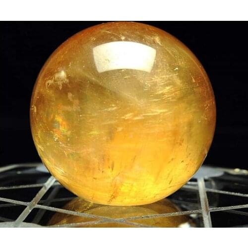 40mm YELLOW Iceland Spar OPTICAL CALCITE quartz Sphere Ball