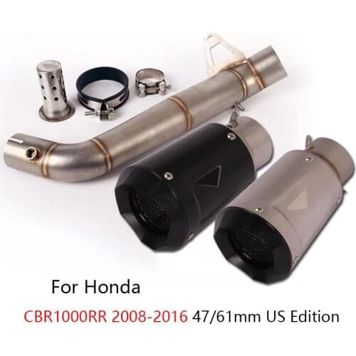 47mm US Edition for Honda CBR1000RR 2008-2016 Exhaust Set Motorcycle Slip-on Mid Link Pipe 61mm Muffler Escape with DB Killer