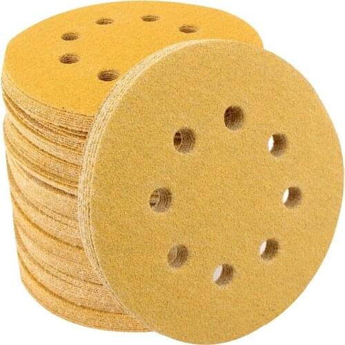 5 Inch 8 Hole Sanding Discs, 80 Grit Hook and Loop Sanding Disc Sandpaper Orbital Sander Pads, 120 Pcs