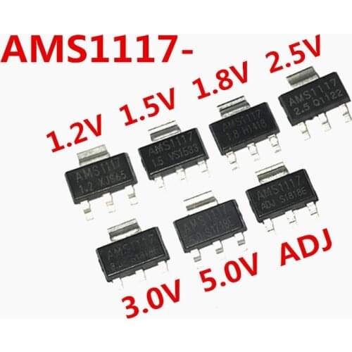 50PCS AMS1117 series AMS1117-3.3V AMS1117-ADJ AMS1117-1.8V AMS1117-1.2V AMS1117-5.0V AMS1117-2.5V AMS1117-3.3 AMS1117-5.0