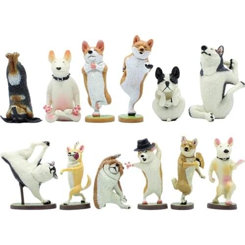 6/Set Cartoon Lovely PVC Dog Figures Statues Animal Miniature Puppy Figurines Model Learning Collectibles Cake Toppers for Kids