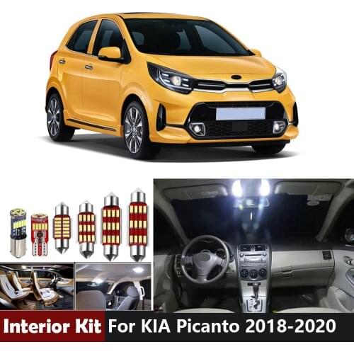 7Pcs White Canbus Led Bulbs Interior Light For KIA Picanto 2017 2018 2019 2020 (for Sunroof model) Map Trunk License Plate