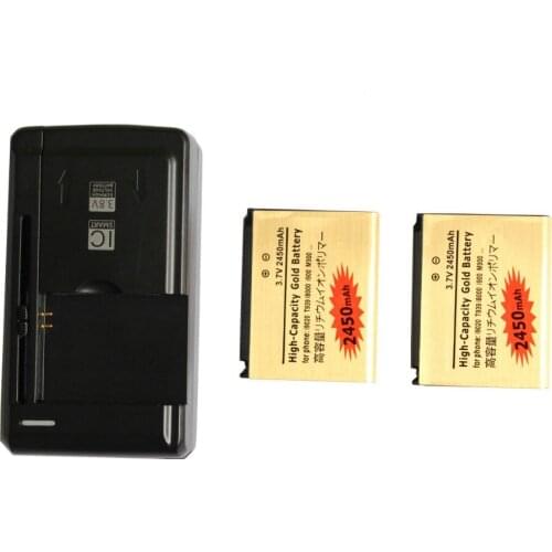 2x 2450mAh AB653850CA Replacement Gold Battery + Charger For Samsung Galaxy Nexus S i9020 /T T939 i8000 i900 M900 i9023 i7500
