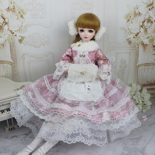 1/4 1/3 scale BJD clothes accessories Lolita Palace vintage dress with scarf for BJD/SD MSD SD13 doll accessories C0399