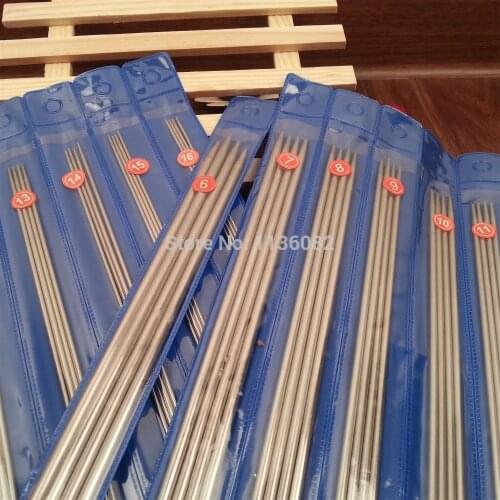 Free Shipping 44pcs 55pcs/set 25cm/35cm Double stainless steel Straight knitting needles set 25CM Size 6-16