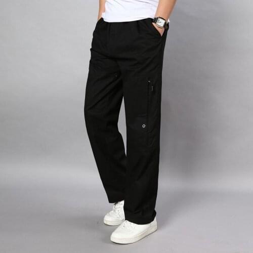 Summer Mens Khaki Pants Large Size Straight Fit Big Sizes 5XL Side Pockets Wide Leg Cotton Black Cargo Pants Work Trousers Male