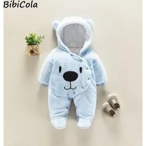 Baby Winter Warm Romper Newborn Girls Overall Flannel Autumn Long Sleeve for Boy Clothes Jumpsuit Costume Infant Bear Pajamas