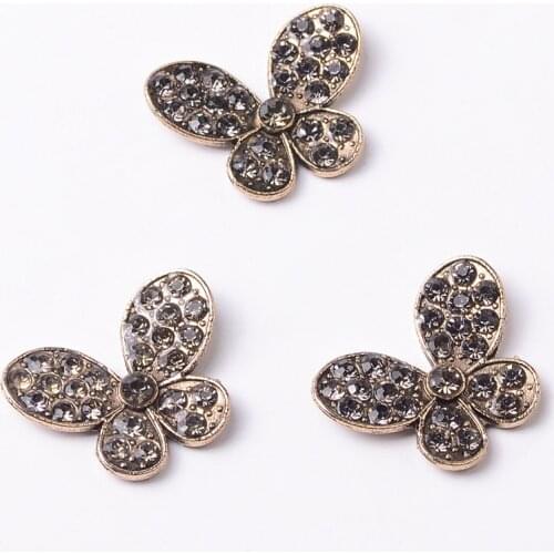 DIY Handmade Jewelry Making 10pcs 15*20mm Anti-gold color New fashion Alloy Material Crystal Butterfly Shape charm