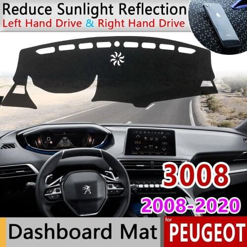 For Peugeot 3008 2008~2020 MK1 MK2 3008GT GT Anti-Slip Mat Dashboard Cover Pad Sunshade Dashmat Carpet Dash Car Accessories Rug