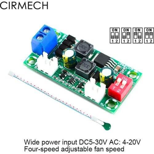 CIRMECH Electronic Thermostat Temperature Control Fan Module DC12V 24V Speed Controller Temperature Control Board Cooling Module