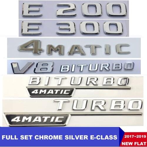 Flat Chrome W212 W213 Car Emblem E200 E250 E300 E320 E350 Letters Badge Auto 4MATIC Logo Emblema De Carro For Mercedes Benz AMG