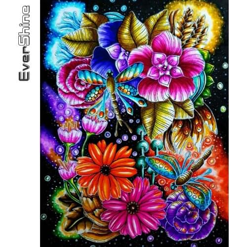 Evershine New Arrival Diamond Painting Dragonfly 5D Diamond Embroidery Flower Cross Stitch Mosaic Full Layout Wall Decor Gift