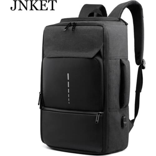 JNKET New Men Backpack Waterproof Backpacks Laptop Bagpack USB Charge Port Bags Business Large Capacity Backpacks