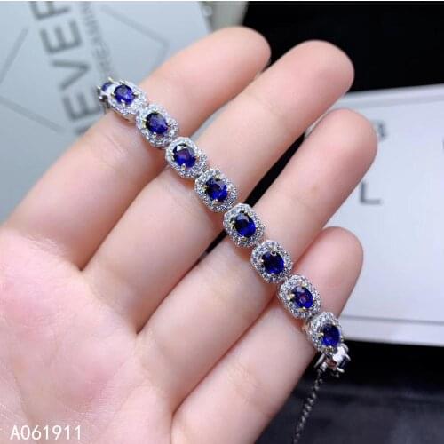 KJJEAXCMY fine jewelry natural sapphire 925 sterling silver new women hand bracelet support test luxury