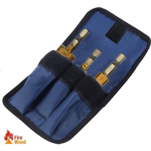 Sunshine New 3Pcs Set Large HSS Step Cone Drill Titanium Bit Set Hole Metal Cutter +Pouch