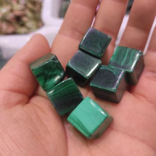 5pcs Beautiful Natural Malachite Crystal Tumble Stones Polished Ice Cube Stone Healing Chakra Reiki Stone As Gift