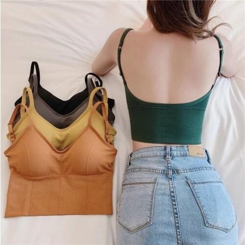Women Tank Crop Top Seamless Underwear Crop Top Female U Back Short Tops Women Sexy Lingerie Sleeveless Padded Camisole