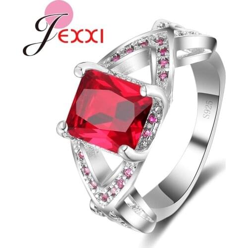 Square Rose Cubic Zirconia Wedding Bands Rings For Woman Fashion 925 Sterling Silver Engagement Finger Rings Accessory
