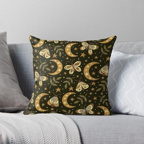Moons and moths Throw Pillow Cushion Cover Polyester throw pillows case on sofa home living room car seat decor 45x45cm