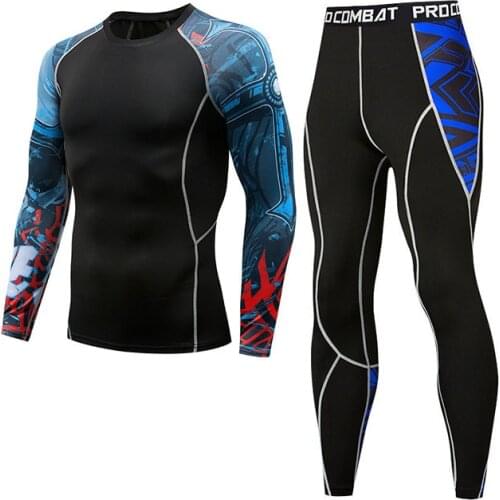 Men Gym Fitness Clothing Sportswear Quick Dry Compression Suits Mens Running Set Fitness Tight Sport Suit Men Outdoor Jogging