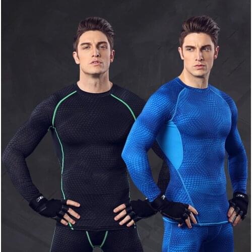 Men Compression MMA Rashguard Fitness Long Sleeves Shirts Base Layer Skin Tight Weight Lifting Running Training gym T-Shirt M-XL