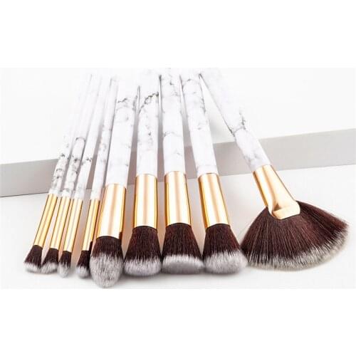 9PCS Makeup Brushes set Marbel Style High Quality Plastic Handle Synthetic Hair Microbrush Facial Use Brushes kit T09002