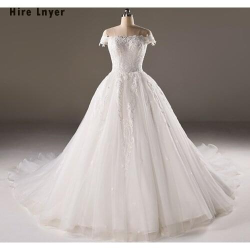 HIRE LNYER Vestidos Novia Appliques Beading Pearls Bridal Wedding Dresses Married Plus Size Alibaba China Vestito Da Sposa China