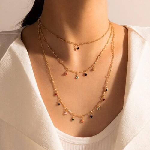 New Fashion Multi-layer Chains Colorful Small Sunflower Tassels Necklace for Women Jewelry Gifts