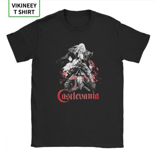 Novelty Castlevania T-Shirt Men Cotton T Shirt Vampires Horror Hunter 70s 80s Video Game Anime Short Sleeve Tee Shirt EU Size
