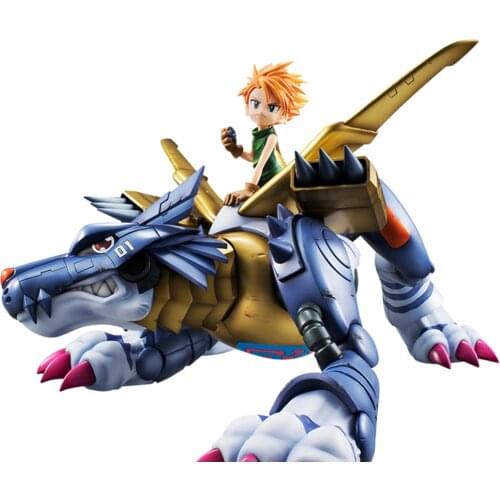 Original Bandai Digimon Adventure Metal Garurumon Ishida Yamato Action PVC Anime Figura Model Collection Kids Toys Decorative