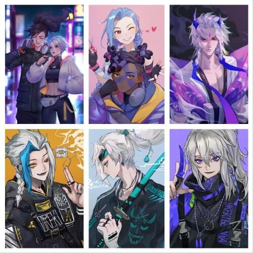 League of Legends Jinx Aike Yasuo Revan Kayn Game Poster Canvas Painting Anime Posters Wall Art Photos for Childrens Room Decor