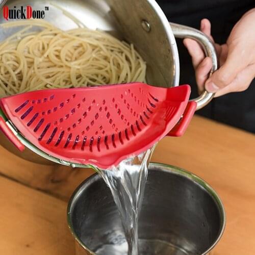 QuickDone Silicone Pot Strainer Liquid Water Funnel Spaghetti Macaroni Batter Clip-on Deflector Anti-spill Pan Tool CKC1575