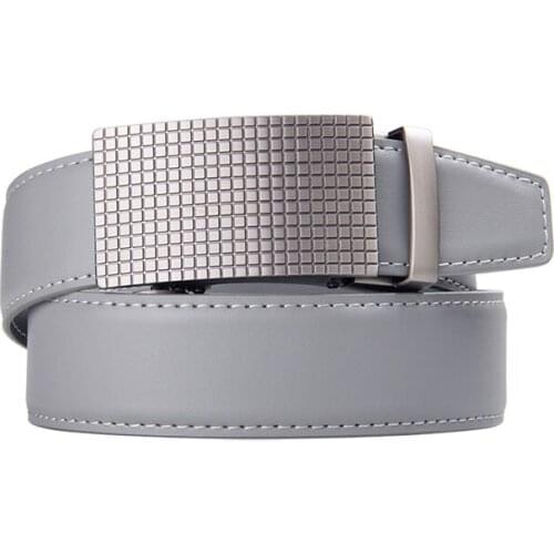 Famous Brand Belt Men Top Quality Genuine Luxury Leather Belts for Men Strap Male Metal Automatic Buckle 3.5cm Gray Belt