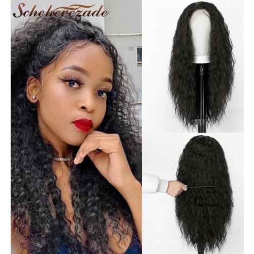 Black Lace Front Wigs Synthetic Straight Long Wigs For Black Women Cosplay Party 13×3 Lace Front Wig Heat Resistant Scheherezade