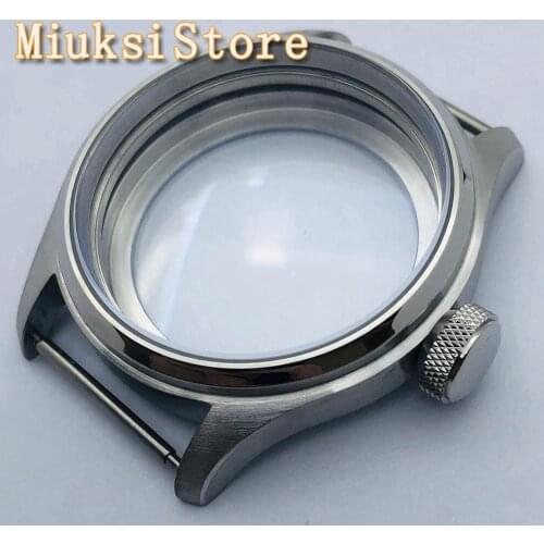 47mm silver sterile transparent glass case fit ETA 6497 6498 Seagull ST3600 ST3620 series movement