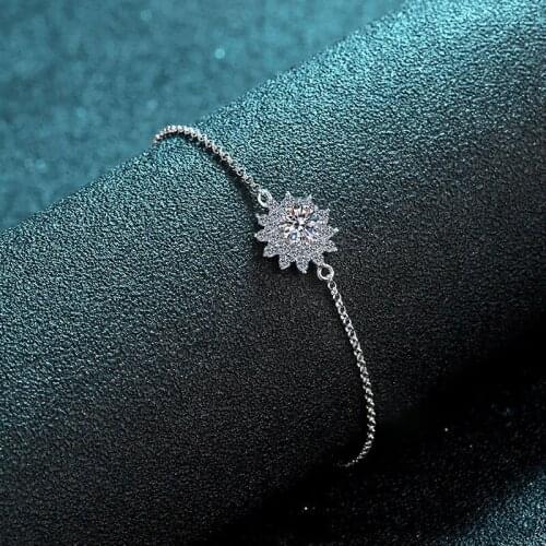 Silver 0.5 Carat Excellent Cut Snowflake Diamond Test Passed D Color High Clarity Moissanite Bracelet Silver Chain Fine Jewelry