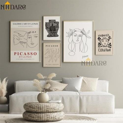 Nordic Canvas Painting Posters And Prints Modern Fashion Black White Picasso Wall Art Pictures Living Room Home Decoration