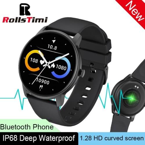 Rollstimi Smart Watch Men Women IP68 Waterproof Bluetooth 5 Sleep Monitor Fitness Heart Rate Tracker Smart Watch Android IOS