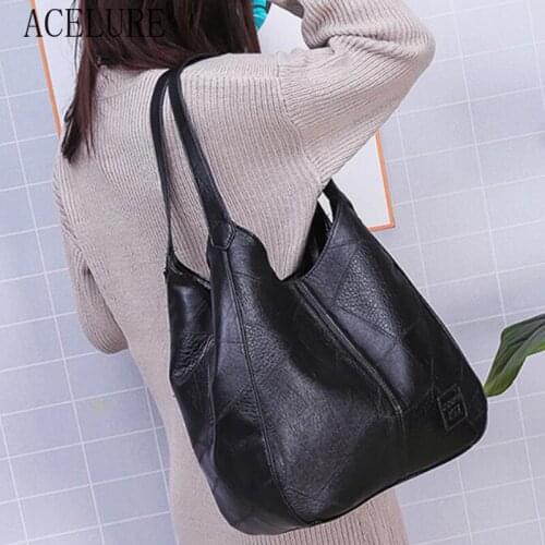 ACELURE High Capcaity Soft PU Leather Vintage Women Hand Bag Totes Designers Luxury Women Shoulder Bags Female Top-handle Bags