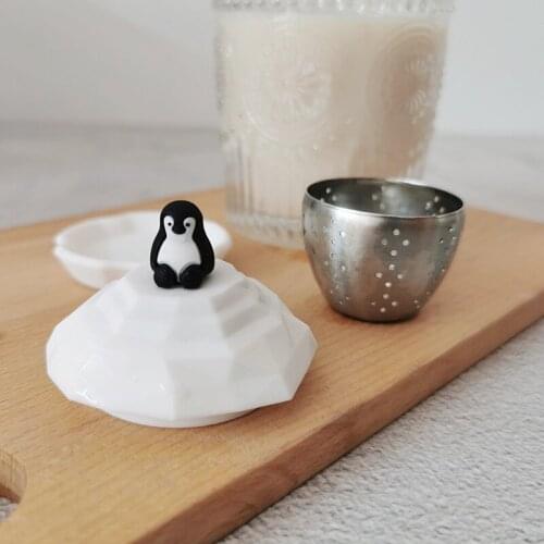 Creative Stainless Steel Tea Drainer Cute Floating Penguin Tea Strainer Trumpet Isolation Filter Lazy Tea Maker Home Tea Infuser