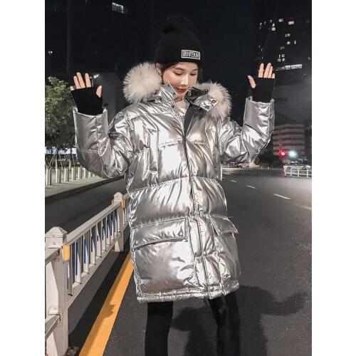 Winter coat for women, jacket on white duck down, women warm parka, large fur collar, down jacket