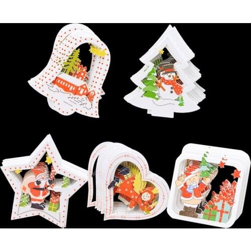 10PCS Christmas Wooden Pendants DIY Ornaments Colorful Multi Type Wooden Crafts For Xmas Party Tree Hanging Decorations