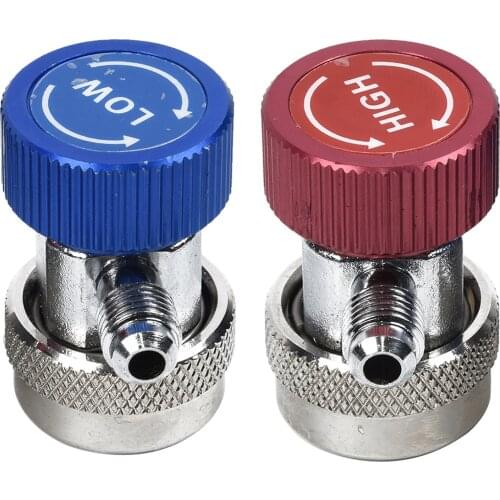 2 Pcs R134A H/L Auto Car Quick Coupler Connector Brass Adapters Air Conditioning Refrigerant Adjustable AC Manifold Gauge