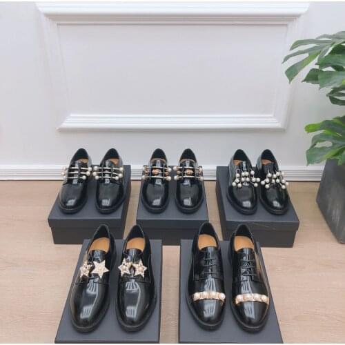 2021 New Spring Casual Flats Round Toe Women Shoes Pearl Flats Woman Fashion Women Flats Comfort Genuine Leather Hot Shoes Woman