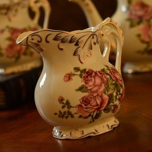 350ml European Style Coffee Milk Cup Ceramic Juice Bucket Sugar Bowl Salt Condiment Honey J Home Kitchen Honey Pot Tool Jar