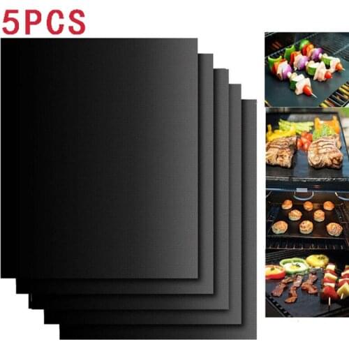 5Pcs BBQ Grill Mat Non-Stick Reusable Liners Oven Grill Foil Barbecue Liner Mat Bbq Tools Summer Accessories